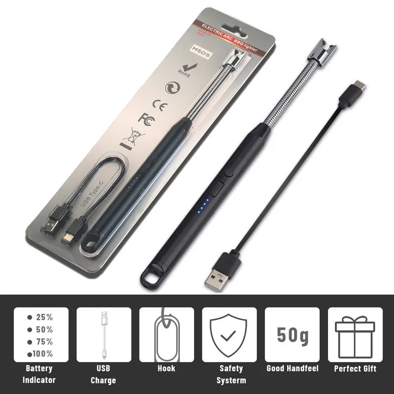 Accendino Elettrico Ad Arco Ricaricabile USB – Collo Flessibile 10cm, Impermeabile, Sicurezza Per Candele E Barbecue - 4
