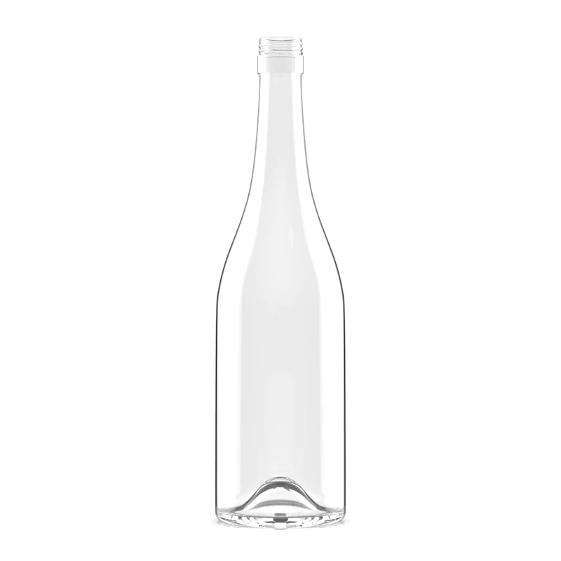 Factory Direct Supply 750ml Empty Oval Transparent Rum Bottle Glass With Screw Cap