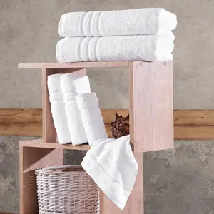 100% Organic Cotton Skin Friendly Solid Color Custom Logo Luxury Hotel Use Face Hand Bath Towel Set