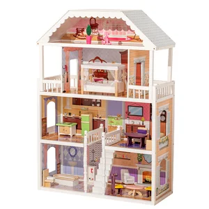 Multi-functional Wooden Princess Doll Room Simulation Large Villa Kids Educational Montessori Toys for Children Boys & Girls
