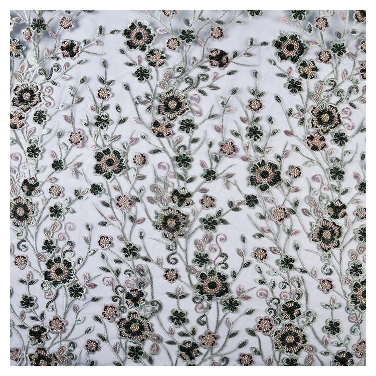 Luxury Fabric 3d Laces Fabric Colorful Flowers Embroidered Beaded Tulle ...