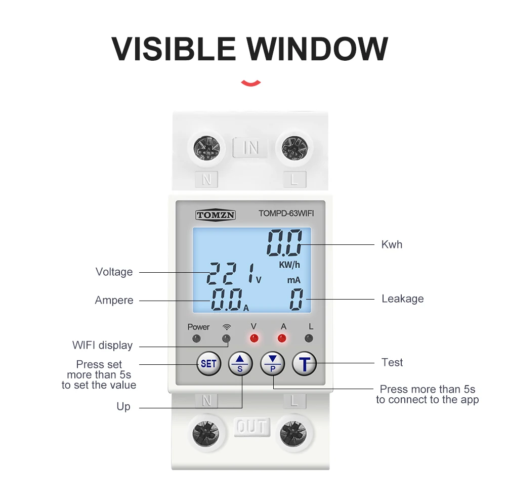 Tompd63 Wfi Switch 63a Smartlife Tuya Circuit Breaker Energy Meter