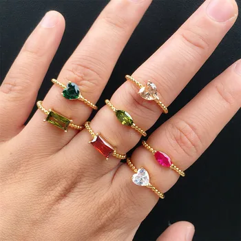 Fashion Wholesale Ring Gold Star Moon Colorful Zircon Ring 18K Gold Ring Woman Jewelry