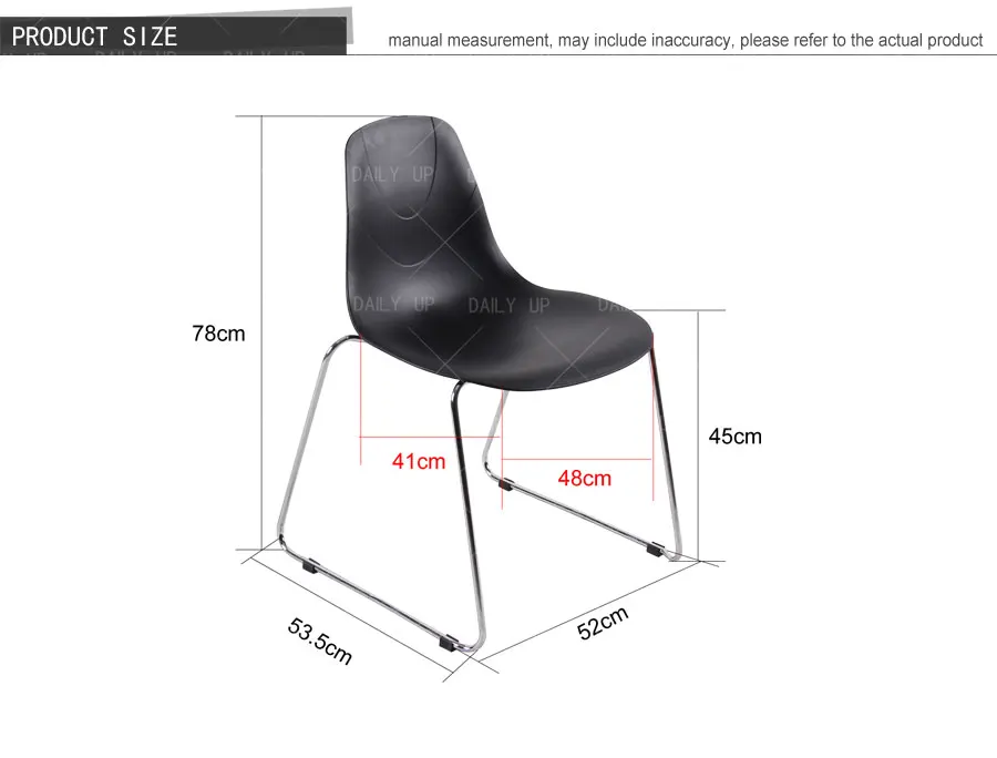Stackable Household Chair With Sled Metal Frame Kitchen Dining Chair With Ergonomic Backrest For Living Room Bedroom Leisure
