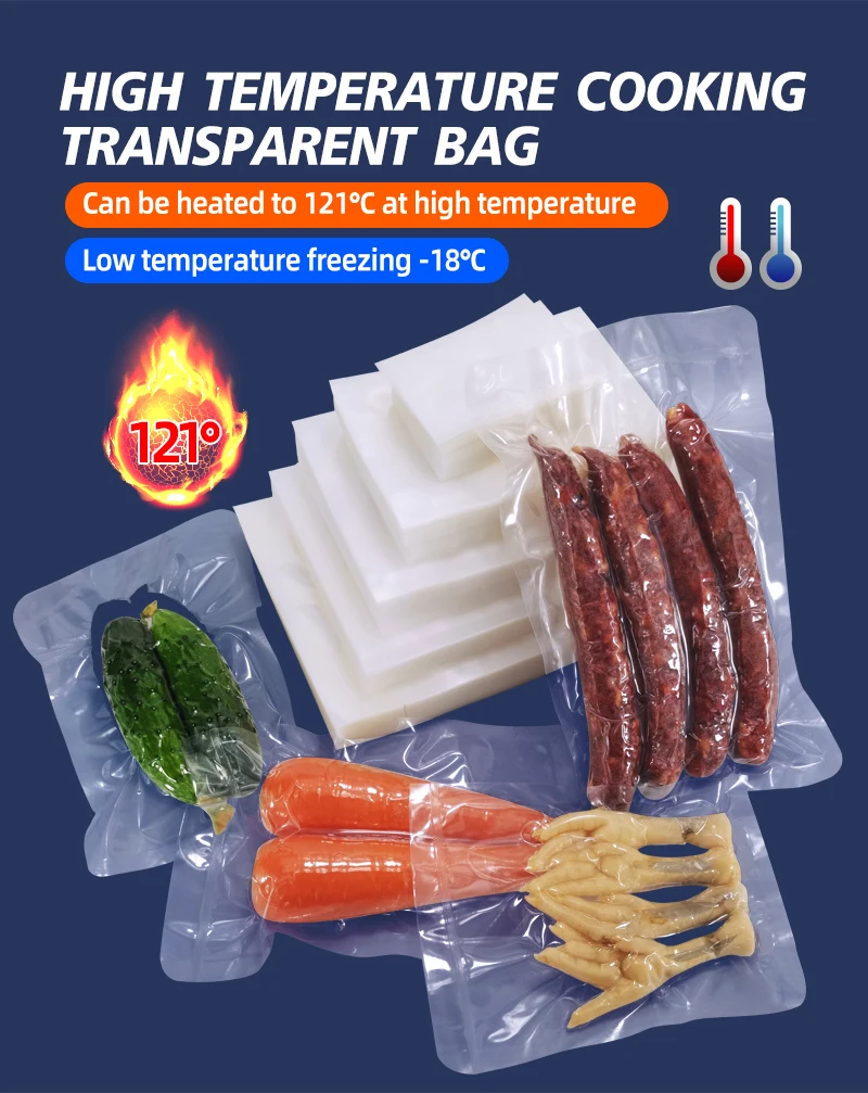 Transparent Food Storage Bags High Temperature Retort Pouches