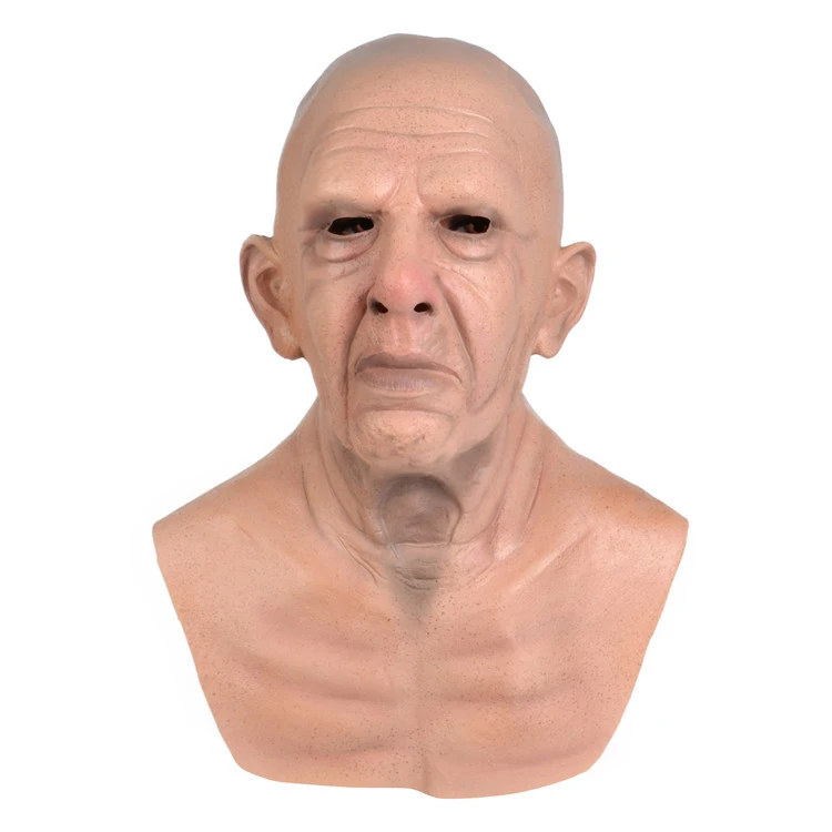 Front Scary Face Men Latex Bareheaded Facemask Realistic Halloween Full