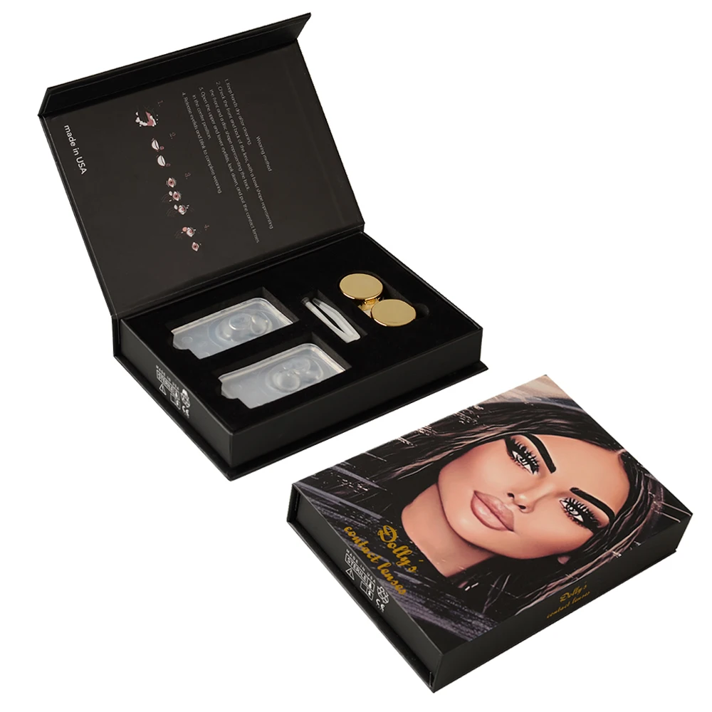 Custom Paper Magnetic Packing Colorful Cosmetic Eye Contact Lenses Packaging Box Contacts Lenses Box