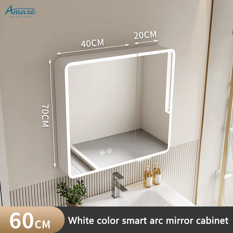 Wholesale aluminum wall mounted bathroom design smart mirror cabinet touch screen led cabinet mirror factory