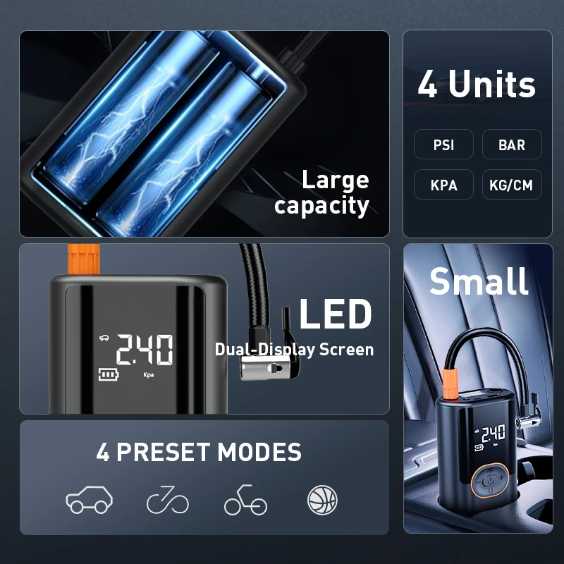 Factory Wholesale Price 150PSI Multifunctional Portable Tire Inflators Electric Car Air Pump with Power Bank Car Air Compressor - view 6