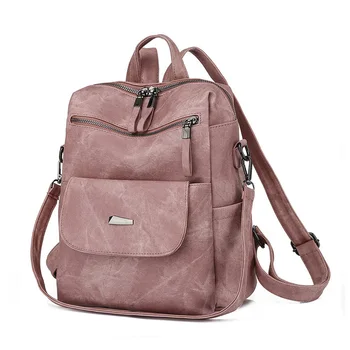 Fashionable large capacity women's PU backpack single shoulder backpack retro bags