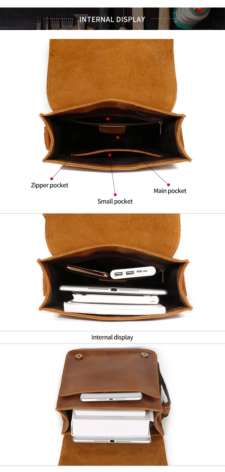 Men's Casual Genuine Leather Messenger Bag