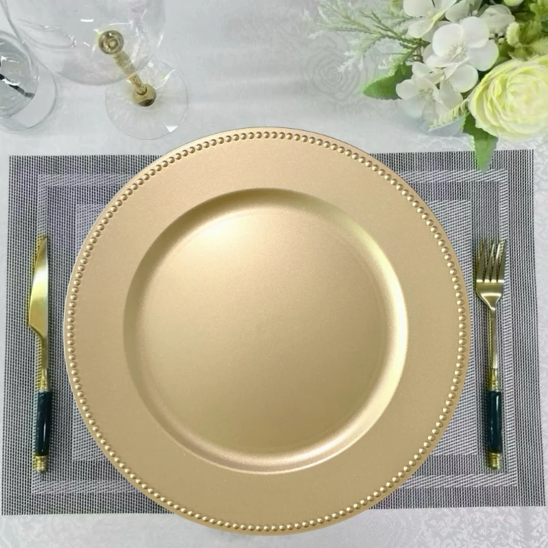 Round 13inch Gold Reef Charger Plates For Dinner Weddings Gold Charger Plate Plastic Reef Elegant Charger Plates
