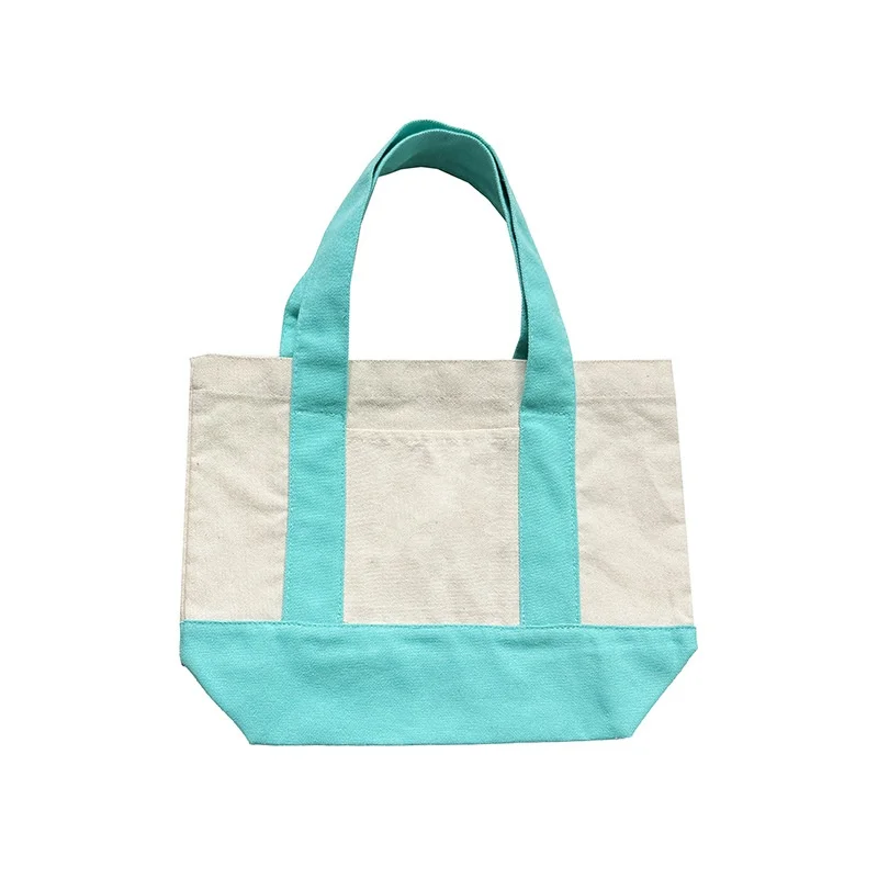 Small Custom Logo Canvas Handbag with Splicing and Embroidery High-end Instagram Style Universal Packaging Cloth Bag