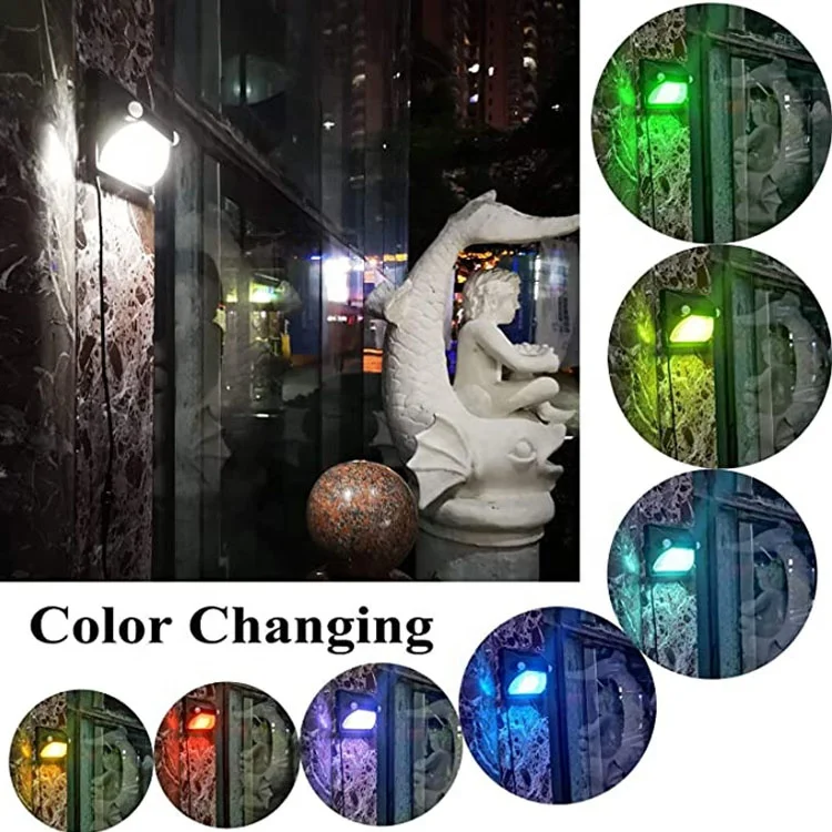 2W Smd Motion Sensor Rgb Color Changing House Garden Yard Light Led Solar Stair Fence Lamp