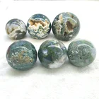 Gemstone Moss Agate Wholesale Geode Green Crystal Gemstone Moss Agate Ball Sphere For Home Decoration