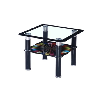 Brand factory direct luxury glass coffee table square modern luxury double glass coffee table for sale