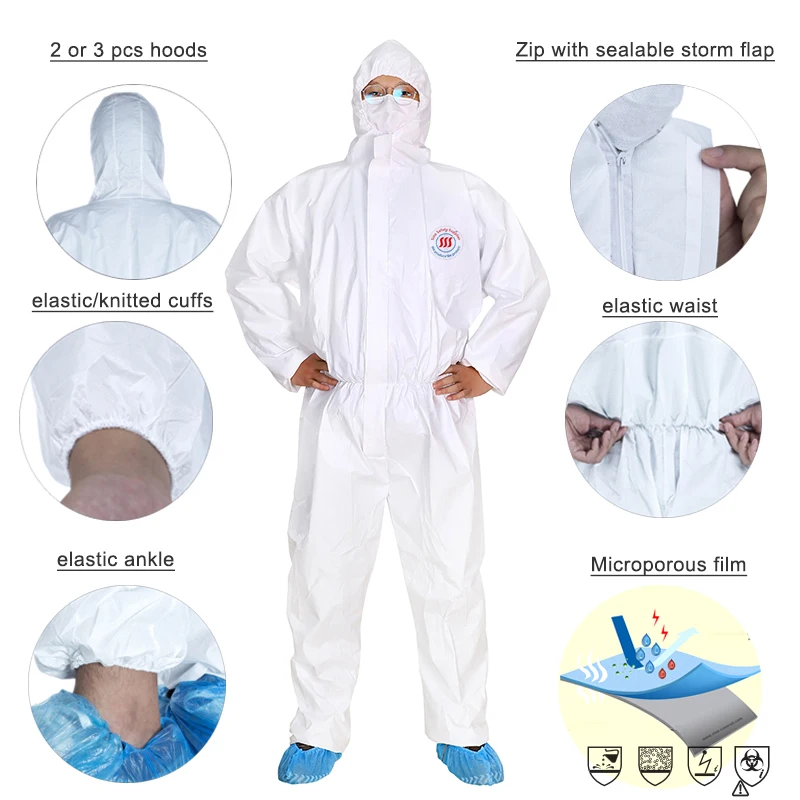 In Stock Waterproof Protection Clothing Suit En14126 55gsm Pp+pe ...