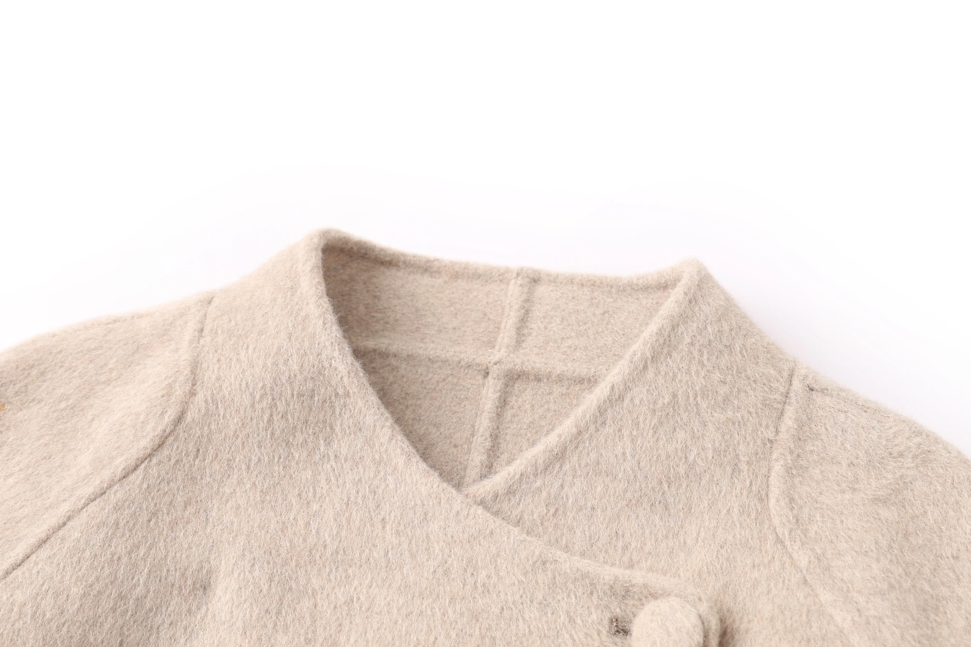 Soft Gentle Stand - Collar Wool Coat, Waist - Tied Figure - Flattering Mid - Length Woolen Overcoat