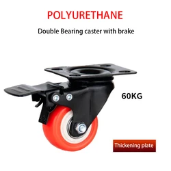 Factory wholesale swivel caster red universial plate castor pu roller red casters wheel NO 3