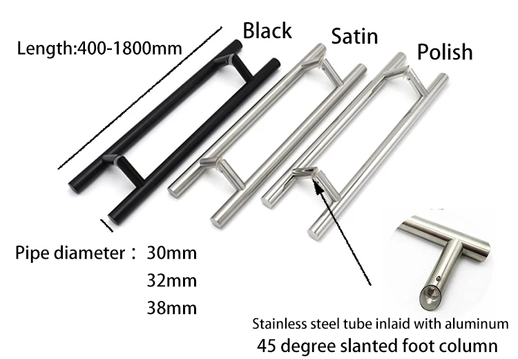Entrance Long Main Modern Stainless Steel Double Round Lever Custom Luxury Push Pull Sliding  Wooden Glass Door Handle OEM/ODM