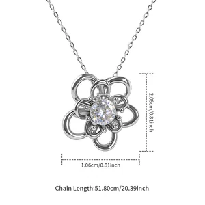 High Quality 925 Sterling Silver Wedding Moissanite Jewelry 1Carat Rotating Petals Moissanite Necklaces for Women