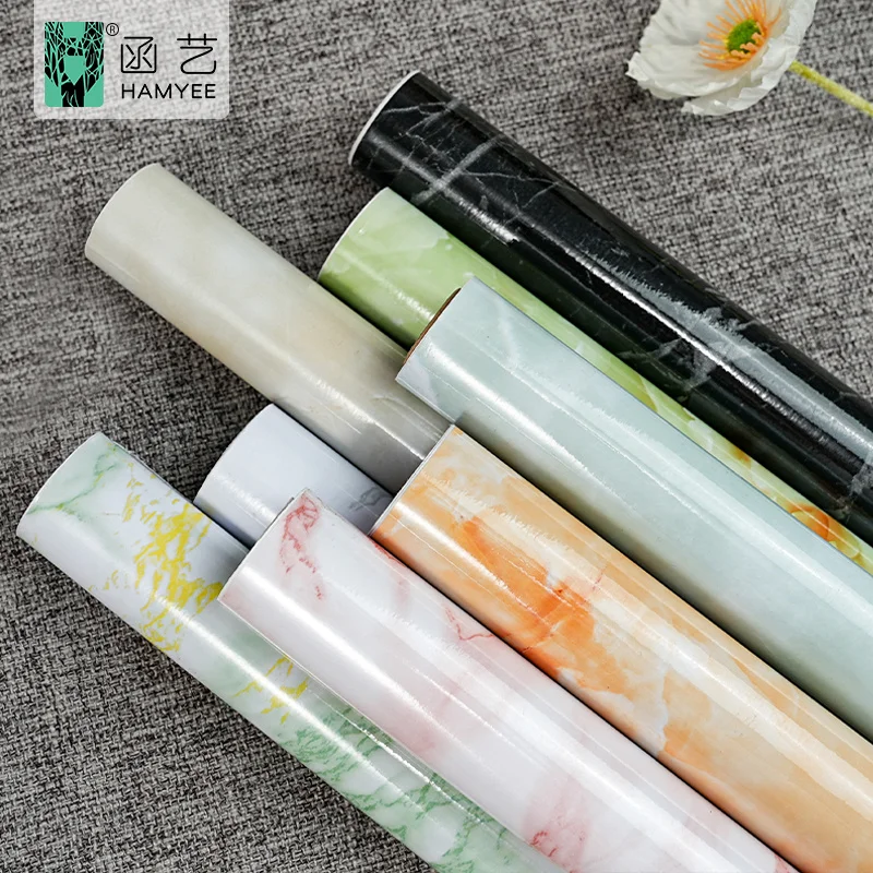 Waterproof pvc self-adhesive marble wallpaper sticker oil-proof marble wallpaper rolls for home decoration sticker