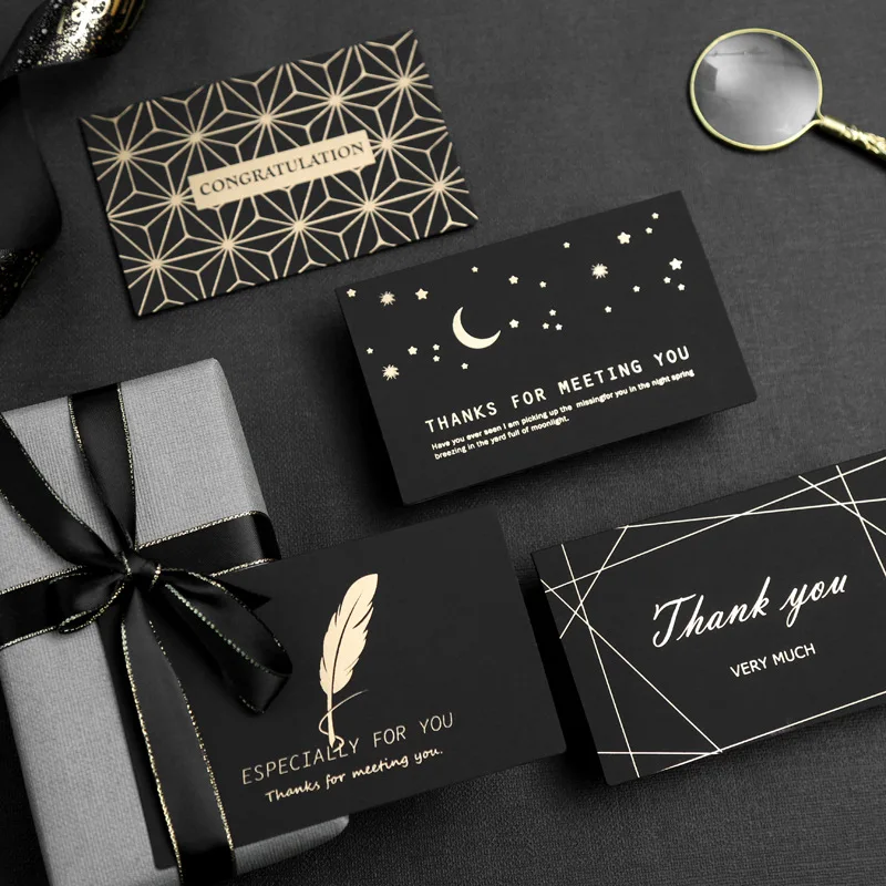 Gold Foil Stemp 2019 Luxury Birthday Greeting Thank You Christmas Black