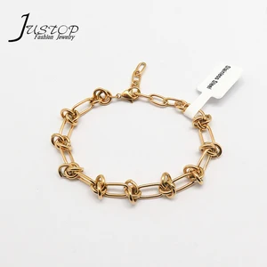 New Arrival Knot Link Chain Stainless Steel 18K Gold Plated Twisted Rope Link Chain Clasp Bracelet Jewelry for Gifts