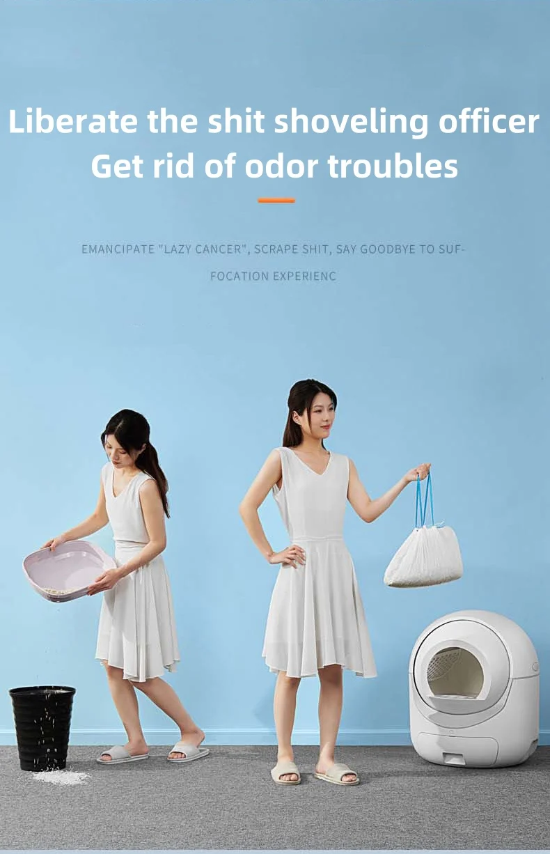 Auto Cat Litter Box Robot Tray Automa High Sides Odor Control Large