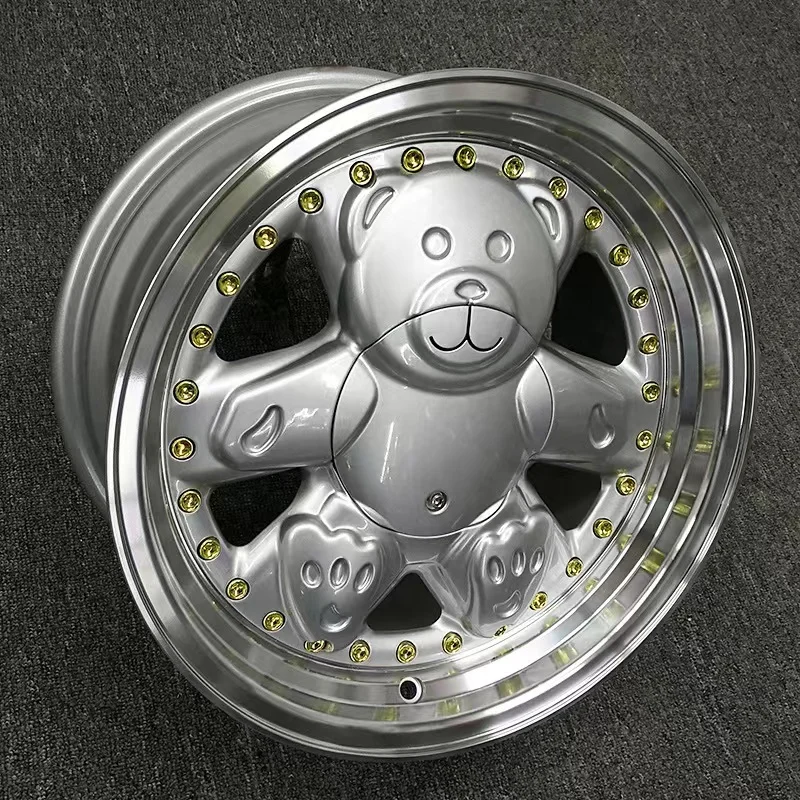 Wholesale 15X8j ET 25 4x100/114.3 Modified Silver Little Bear Passenger Car Wheels for Mini Car Mags 5X100/114.3