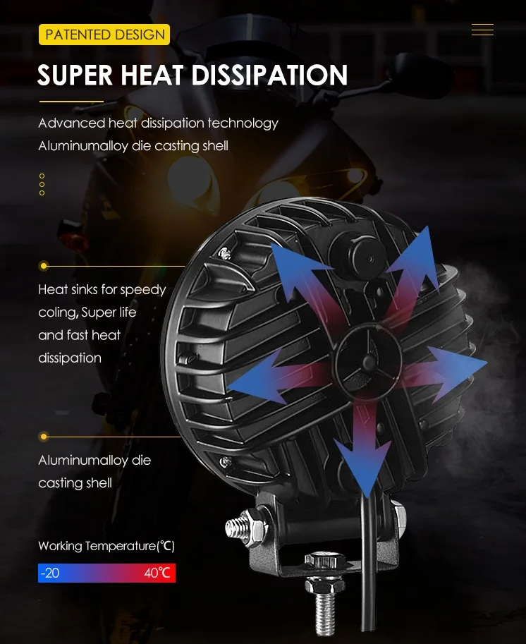 OEM Acceptable High Lumen Ip67 Round Offroad 50W 4 Inch 12V Car Vehicle Work Lamp LED Work Light