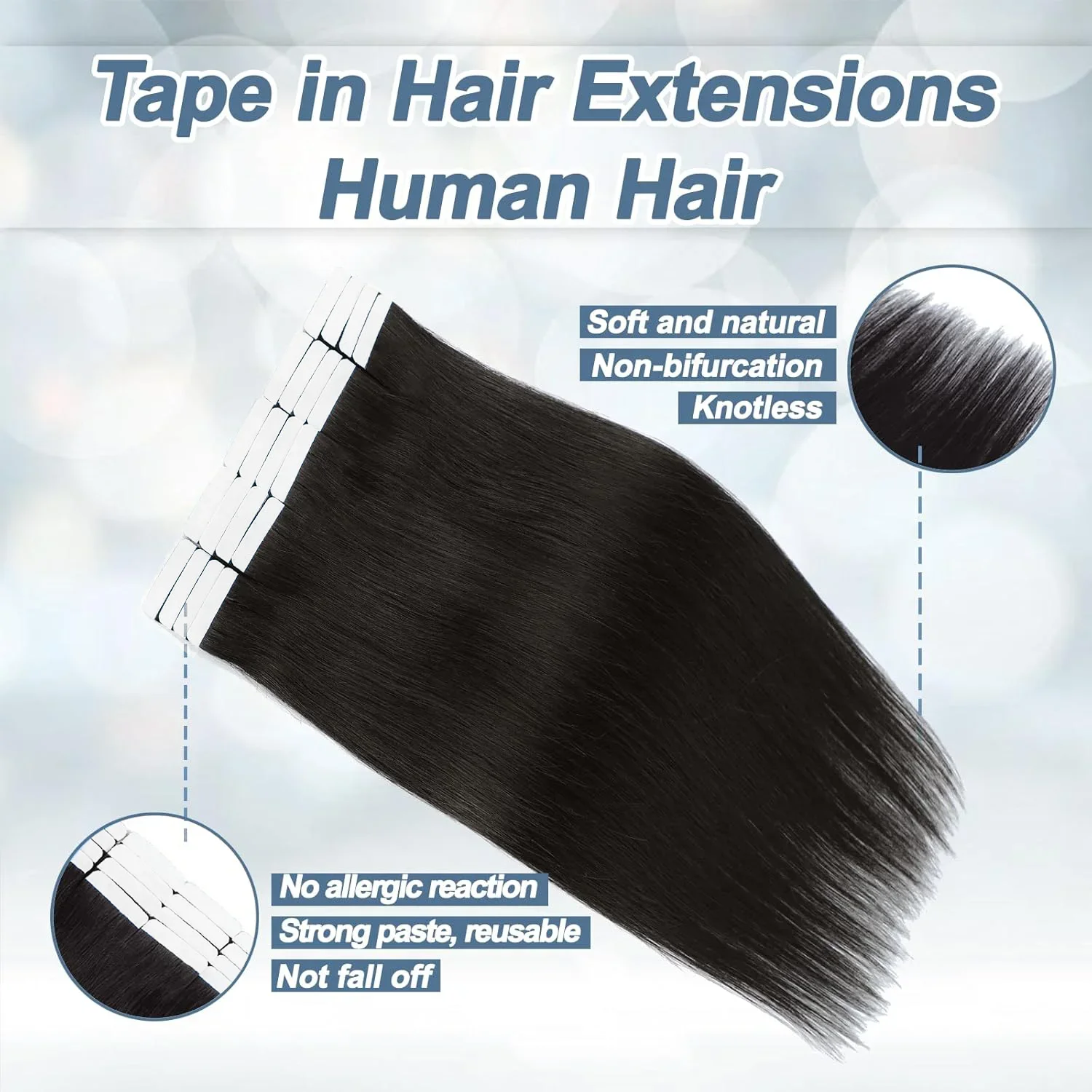 Tape in Haarverlängerungen glattes menschliches Haar brasilianisches 20 Stück für Frauen Tape ins_voghion.com