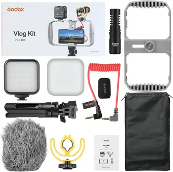 Godox VK1-LT Universal Phone Video Rig Kit for Smartphone, with Mic, RGB LED Light and Tripod Side Handle product image