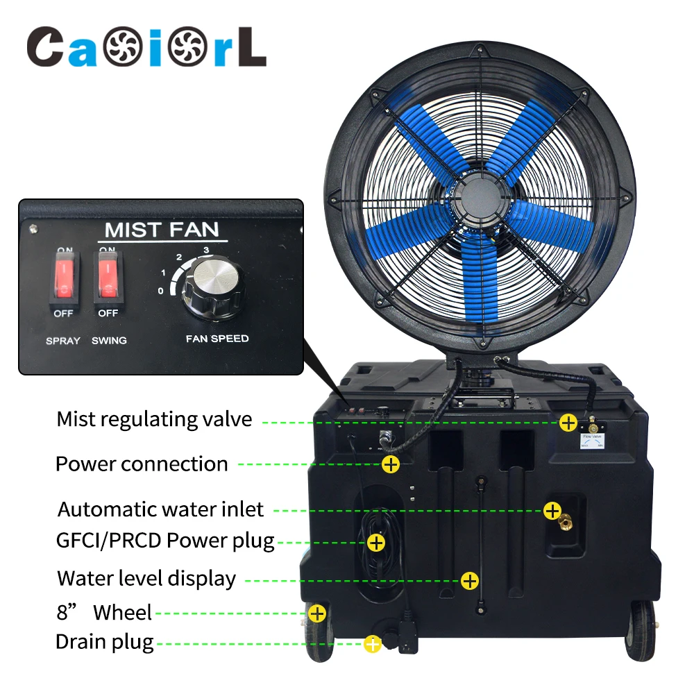103 Gallon Powerful Oscillating Mobile Portable Misting Fan System