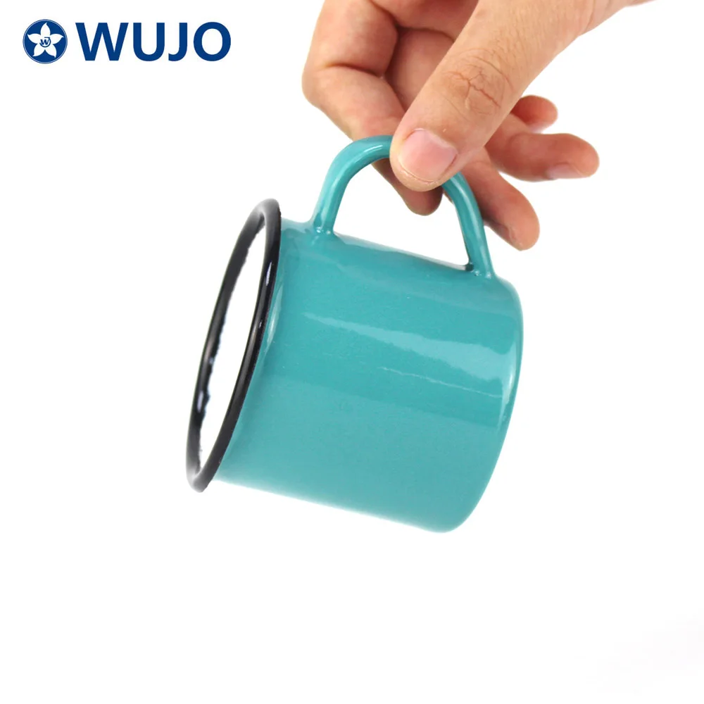 WUJO Small Retro Enamel Camping Coffee Mug Color Glazed 6cm Enamel Mugs