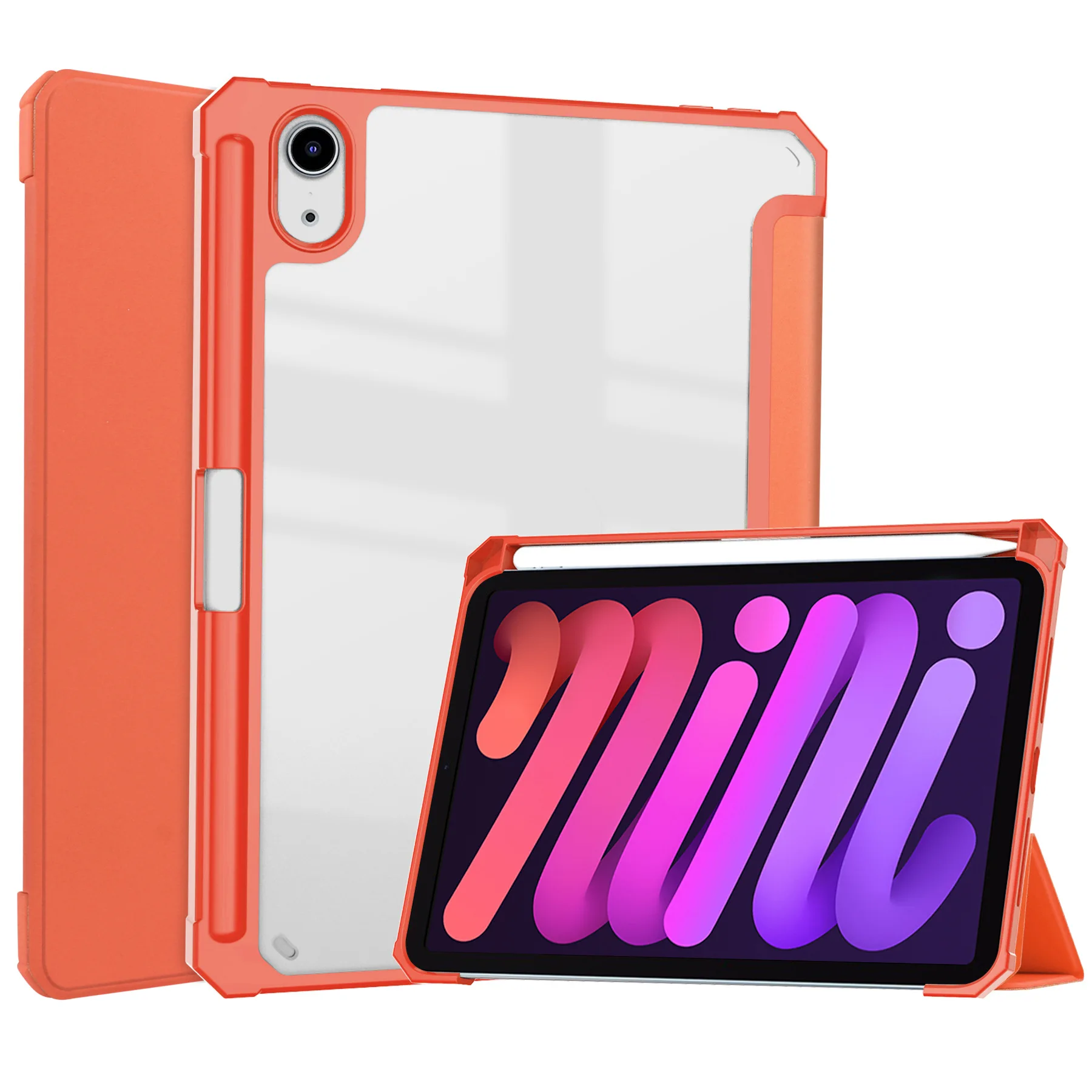 Оптовая продажа, 8,3-дюймовый чехол для iPad mini6, жесткий акриловый и мягкий чехол из ТПУ, держатель для карандашей, чехол для iPad