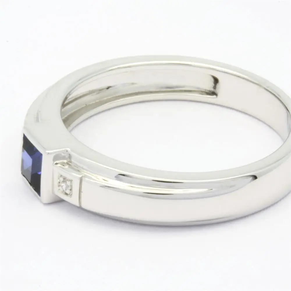 Thanksgiving Day Custom 18K 14K 9K White Gold Natural Blue Sapphire Diamond Smart Jewelry Ring for Men