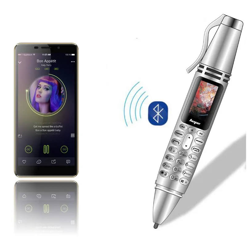 AK007 Pen Mini CellPhone Tiny Screen GSM Dual SIM Camera Flashlight  Bluetooth Dialer Mobile Phones with Recording Pen