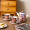 Mosaic Floral - Ceramic Teapot + 2 Cups and Saucers