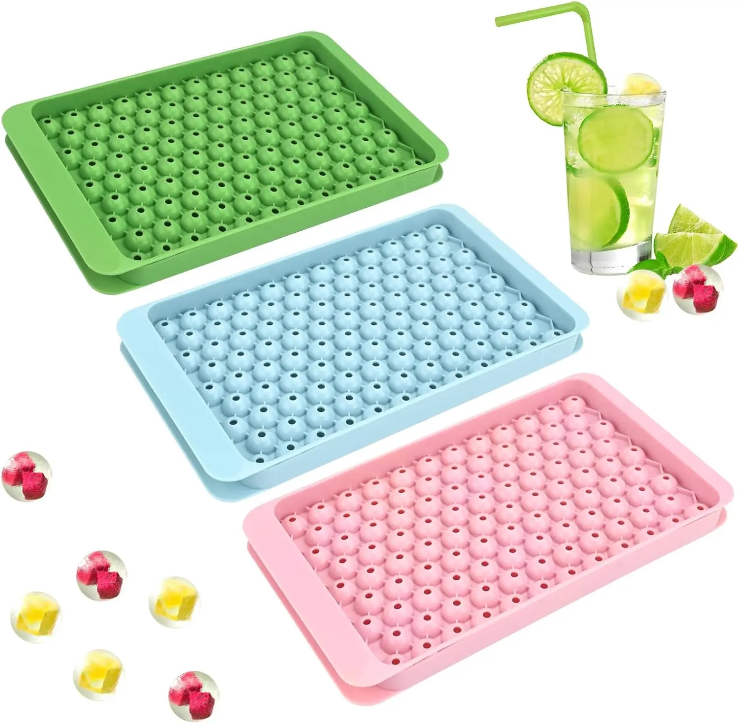 Eco-Friendly Mini Silicone Circular Ice Tray with Cube Cover for Ice Makers