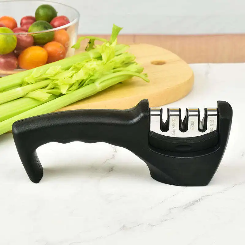 New Design Durable Multi-Purpose Tool 3-Stage Eco-Friendly Stainless Steel Kitchen Knife Sharpener for Home Use