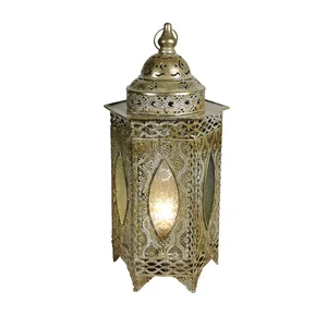 Home Decor Lighting White and Gold Moroccan Style Lantern Floor Lamps Handmade Antique Brass Moroccan Lamp for Home