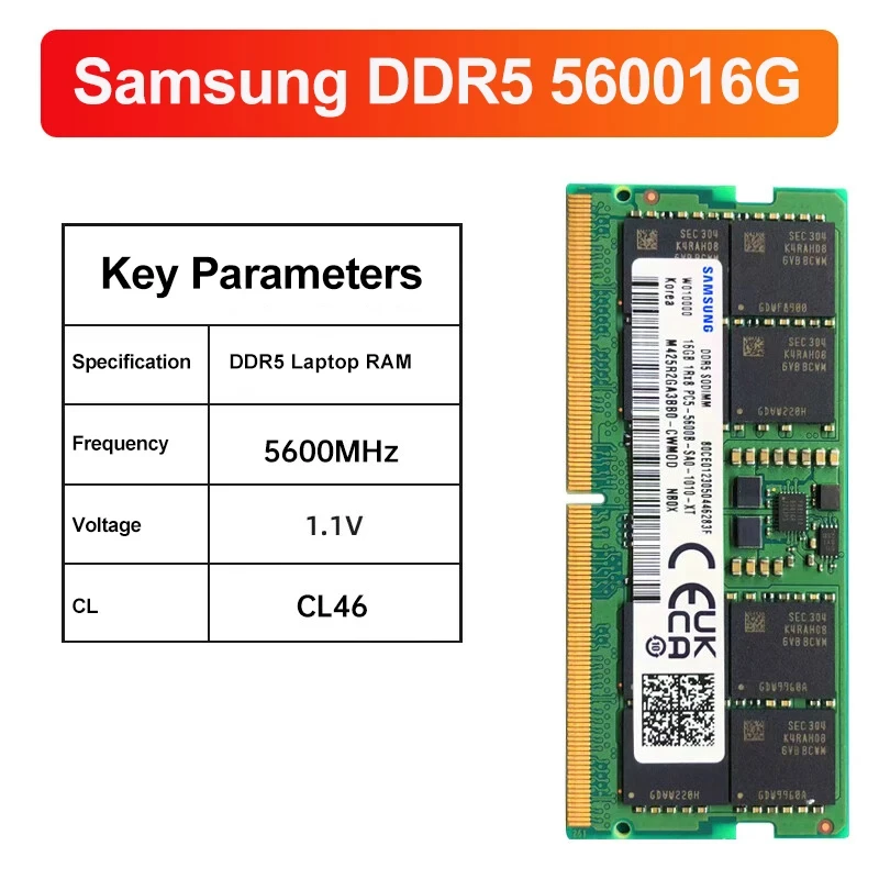 Samsung DDR5 16GB/32GB RAM 5600MHz SO-DIMM for Laptop - Reliable