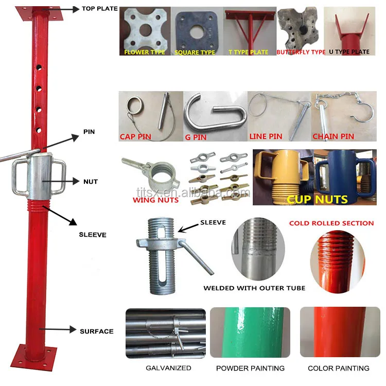 Steel Telescopic Adjustable Post Support Scaffolding Pole Shores