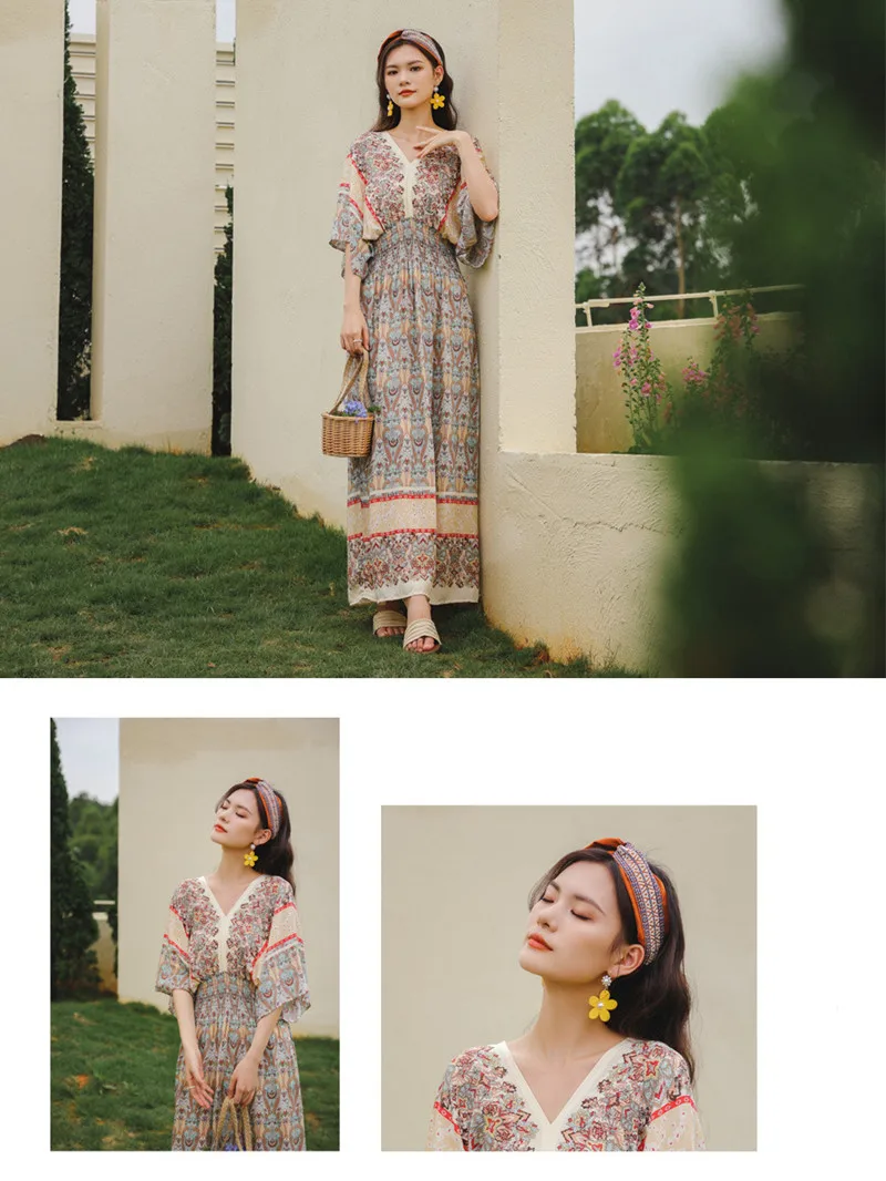 2021 Attractive soft maxi women bohemian dress summer