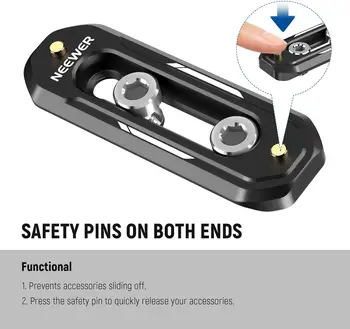 NEEWER 2.4"/60mm Mini NATO Rail, Anti Off Quick Release NATO Rail With 1/4" Screws and Safety Pins for NATO Handle, Camera Cage detail image