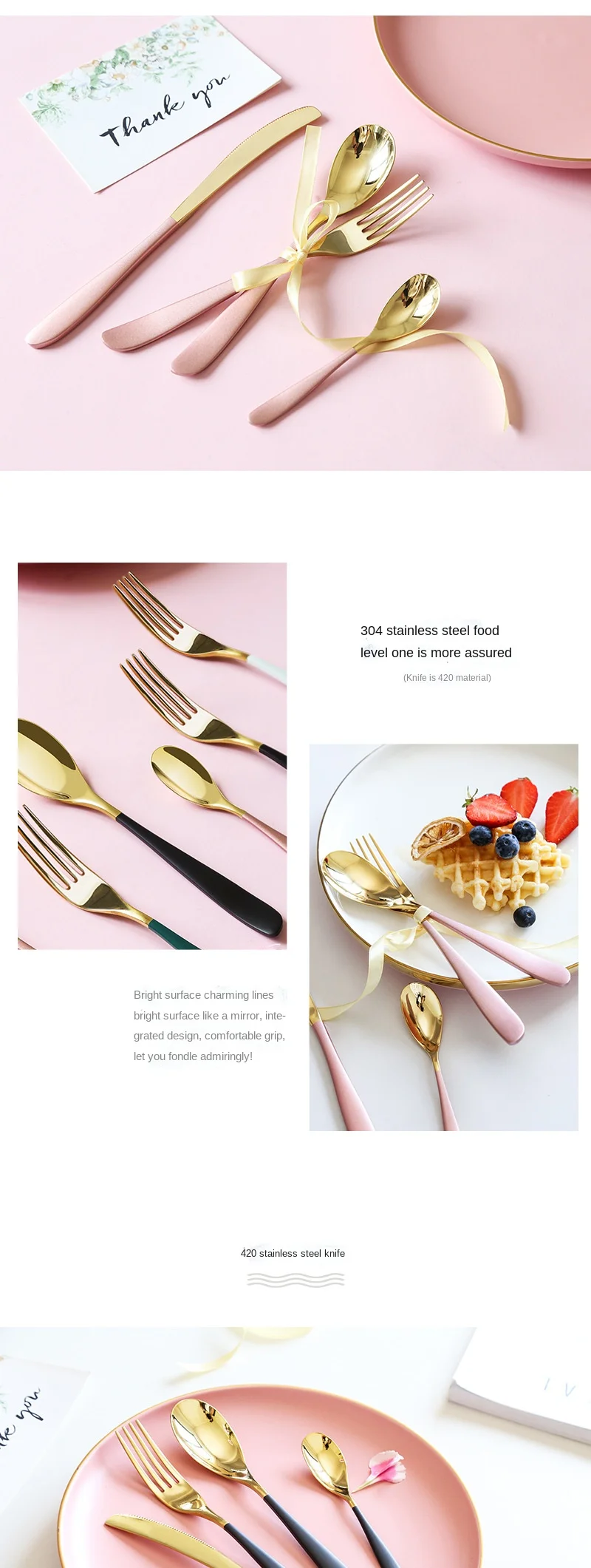 White Metal Matte Hotel Gold Cutleries Dining Set Stainless Steel Black Cutlery