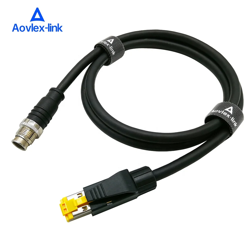M12 X-code 8pin штекер к RJ45 Штекерный кабель промышленный разъем CAT6 ethernet-кабель цепь