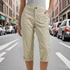 Khaki Ladies 3 Quater Cargo Pants Capri Trousers