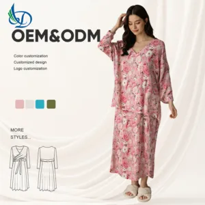 Ladies' 100% Pure Cotton Printed Pajamas Are Breathable and Soft, Suitable for Spring and Autumn Seasons
